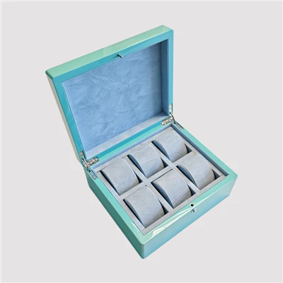Sanduku la Kutazama la Mbao la Turquoise 6